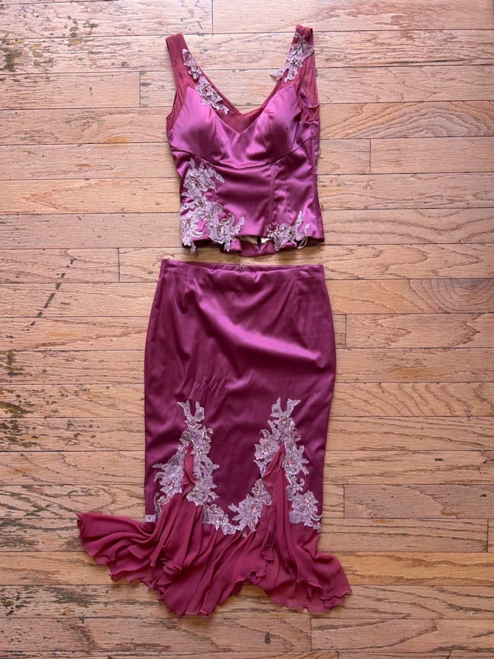 Mandalay vintage burgundy two piece silk set